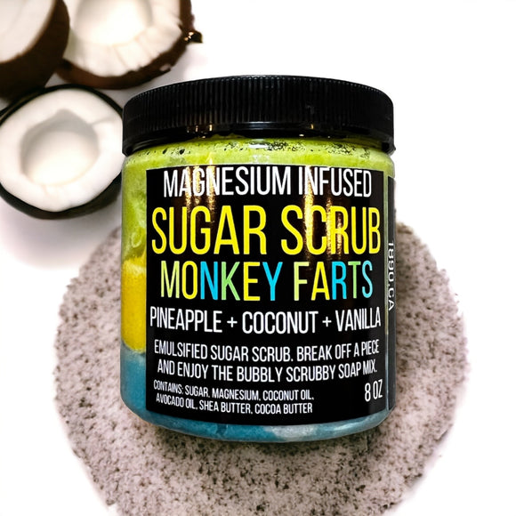 Monkey Farts Sugar Scrub (Pineapple + Coconut +Vanilla)