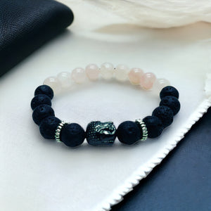 Essential Oil Bracelet (Lava Bead Rose Quartz Stone